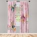 East Urban Home Microfiber Floral Semi-Sheer Rod Pocket Curtain Panels Microfiber in Pink/Indigo | 28" W x 63" L | Wayfair