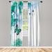 East Urban Home Microfiber Floral Semi-Sheer Rod Pocket Curtain Panels Microfiber in Green/Blue | 95 H in | Wayfair