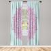 East Urban Home Microfiber Floral Semi-Sheer Rod Pocket Curtain Panels Microfiber in Indigo | 28" W x 95" L | Wayfair