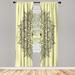 East Urban Home Microfiber Floral Semi-Sheer Rod Pocket Curtain Panels Microfiber in Yellow | 28" W x 95" L | Wayfair