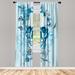 East Urban Home Microfiber Floral Semi-Sheer Rod Pocket Curtain Panels Microfiber in Green/Blue | 95 H in | Wayfair