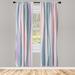 East Urban Home Microfiber Floral Semi-Sheer Rod Pocket Curtain Panels Microfiber in Pink/Gray/Indigo | 95 H in | Wayfair