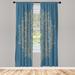 East Urban Home Microfiber Floral Semi-Sheer Rod Pocket Curtain Panels Microfiber in Gray/Green/Blue | 28" W x 63" L | Wayfair