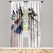 East Urban Home Microfiber Floral Semi-Sheer Rod Pocket Curtain Panels Microfiber in White/Brown | 63 H in | Wayfair