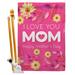 Ornament Collection Happy Mother's Day 2-Sided Polyester 40 x 28 in. Flag Set in Pink/White/Yellow | 40 H x 28 W in | Wayfair