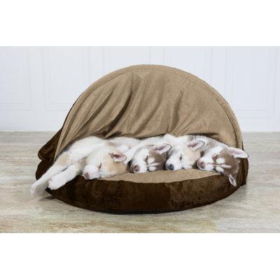 Archie & Oscar™ Charlotte Snuggly Cave Hooded Dog Dome Polyester in Black/Brown, Size 3.0 H x 35.0 W x 35.0 D in | Wayfair