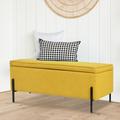 Mercury Row® Seiler Flip Top Storage Bench Polyester/Upholstered in Orange/Yellow/Brown | 17 H x 41 W x 17 D in | Wayfair