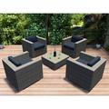 Wade Logan® Suffern 5 Piece Rattan Sunbrella Seating Group w/ Cushions in Gray | Outdoor Furniture | Wayfair 750C2FFC1A8D46EFADAFA318CBB22830