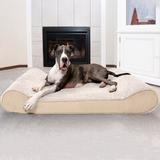 Archie & Oscar™ Karlin Ultra Plush Luxe Lounger Contour Dog Pillow Polyester in White/Brown | 9 H x 58 W x 42 D in | Wayfair