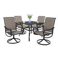 Red Barrel Studio® Patio Dining Set 5 Piece Outdoor Furniture Metal Square Table & 4 Chairs w/ PVC-coated polyester Mesh Fabric Metal | Wayfair