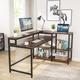 17 Stories Reversible L Shaped Computer Desk w/ Storage Shelf Wood/Metal in Black/Brown | 35.43 H x 55.12 W x 41.34 D in | Wayfair