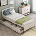 Lark Manor™ Aftonshire Twin Platform Storage Bed Wood Bed Frame w/ Two Drawers & Headboard Wood in White | 37.4 H x 79.5 W x 41.8 D in | Wayfair