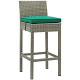 Breakwater Bay Havenside Home Bocabec Patio Wicker Rattan Bar Stool Wicker/Rattan in Green/Gray | 39.5 H x 17.5 W x 18 D in | Wayfair