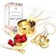 White & Gold Measuring Cups and Spoons Set - Cute Measuring Cups - 8PC Gold Stainless Steel Measuring Cups and Gold Measuring Spoons Set with White Silicone Handle - White and Gold Kitchen Accessories