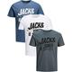 JACK & JONES Men's T-Shirt Set Regular Jack and Jones T-Shirt Men's Pack, Regular fit Mix 1, L