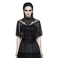 Punk Rave Women's Black Gothic Lace Shrug Shawl T-Shirt Short Sleeve Tops 2XL