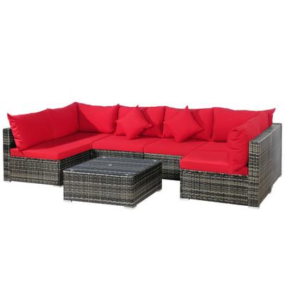 Costway 7 Pieces Patio Rattan Furniture Set Sectio...