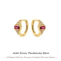 AIDE-Boucles d'oreilles créoles en argent regardé 925 pour femmes bijoux de boucle d'oreille
