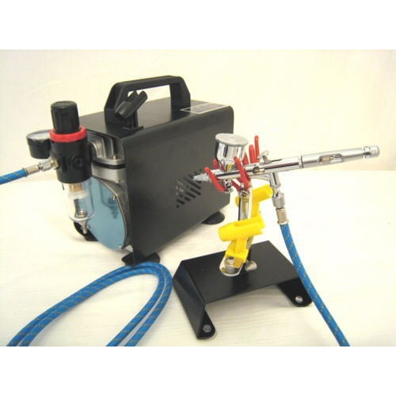 Airbrush Komplett Set Mini Air Kompressor AS18B Spritzpistole ABC 180 Image
