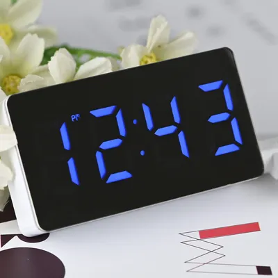 Alarme numérique multifonctionnelle LED horloge miroir répétition affichage de l'heure