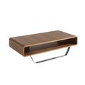 Table basse effet bois noyer et acier