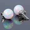 Boucles d'oreilles en opale de feu blanche pour femmes boule créée goujon en argent 2021 bijoux
