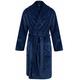 Walker Reid- Mens 49" or 124cm Long Luxury Thick 350GSM Soft Blue Jacquard Check Fleece Shawl Collared Belt Bath Robe Dressing Gown House Coat XXXL