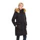 Polydeer Women's Vegan Down Hooded Long Jacket,Waterproof Thickened Winter Coat w/ Faux Fur, Full Zip Warm Puffer Parka (Black, XS)