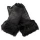 Womens Warm Winter Shearling Black Toscana Fingerless Cuffs Toscana Leather Sheepskin Mitten Gloves