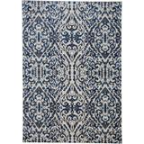 Carini Scroll Print Textured Rug, Estate Blue, 12in x 13ft - 9in Area Rug - Weave & Wander 653R3466RYL000H14