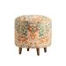 Evolution by Crestview Chloe Wood and Fabric Stool in Blue and Peach - Crestview Collection EVFNR1126