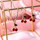 BYNOUCK – boucles d'oreilles en forme de cerise pour femme bijoux colorés en métal en cristal en