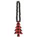 Red & Black Buffalo Check Beaded Christmas Tree Ornament - 8.25" high by 2" wide by .5" deep