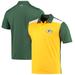 Men's MSX by Michael Strahan Gold/Green Green Bay Packers Challenge Color Block Performance Polo