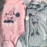 Disney One Pieces | 2-Piece Minnie Mouse Onesie-18m | Color: Gray/Pink | Size: 18-24mb