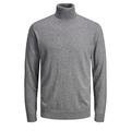 JACK & JONES Men's knitted jumper turtleneck, grey melange, XXL