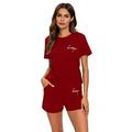 MINTLIMIT Women's Pajama Sets Summer Crew Neck Short Sleeves Top & Shorts Sleepwear Soft Pjs Sets Ladies Lounge Wear Set Cropped Nightwear Jogging Sport