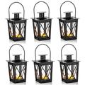 NUPTIO 6 Pcs Lanterns for Candles, Vintage Black Metal Mini Decorative Candle Lanterns Tealight Candle Holder & Led Tea Light Candleholder Decoration for Birthday Party Wedding Garden Centerpiece