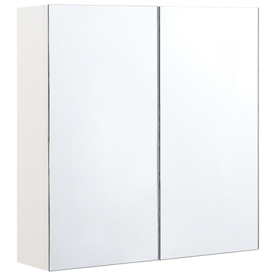 Bad Spiegelschrank Weiß Sperrplatte 1 türig 60 x 60 cm mit Fächern Wandeinbau Modern Trendy Badezimmer Möbel
