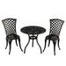 Lattice Outdoor Patio Garden 3 Piece Bistro Set in Sand Black