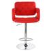 Elama Faux Leather Tufted Modern Bar Stool Red Adjustable Swivel Base