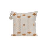 Foreside Home & Garden Orange Diamond Pattern Hand Woven 18x18" Cotton Decorative Throw Pillow with Hand Tied Tassel