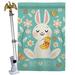 Angeleno Heritage Cheerful Easter Bunny House 2-Sided Polyester 40 x 28 in. Flag Set in Blue/White/Yellow | 40 H x 28 W in | Wayfair