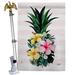 Angeleno Heritage Tropical Pineapple House 2-Sided Polyester 40 x 28 in. Flag Set in Gray/Green/Pink | 40 H x 28 W in | Wayfair