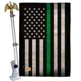 Angeleno Heritage Usa Thin Green Line 2-Sided Polyester 2'3 x 3'3 ft House Flag Set in Black/Green | 40 H x 28 W in | Wayfair