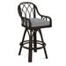 Braxton Culler Edgewater Swivel Bar Stool Upholstered/Wicker/Rattan in Gray/Black | 45 H x 22 W x 24 D in | Wayfair 914-003/0805-91/BLACK