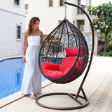 Island Gale Swing Chair w/ Stand Wicker/Rattan in Red/Brown | 77 H x 41 W x 28 D in | Wayfair 9712-BN-RED-WCS