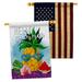 Ornament Collection Hello Pineapple 2-Sided Polyster 40 x 28 in. House Flag in Green/Red/Yellow | 40 H x 28 W in | Wayfair