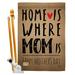 Ornament Collection Home Is Where Mom 2-Sided Polyester 40 x 28 in. Flag Set in Black/Brown/Red | 40 H x 28 W in | Wayfair