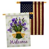 Ornament Collection Iris Bouquet 2-Sided Polyester 3'3 x 2'3 ft. House Flag in Indigo/White | 40 H x 28 W in | Wayfair